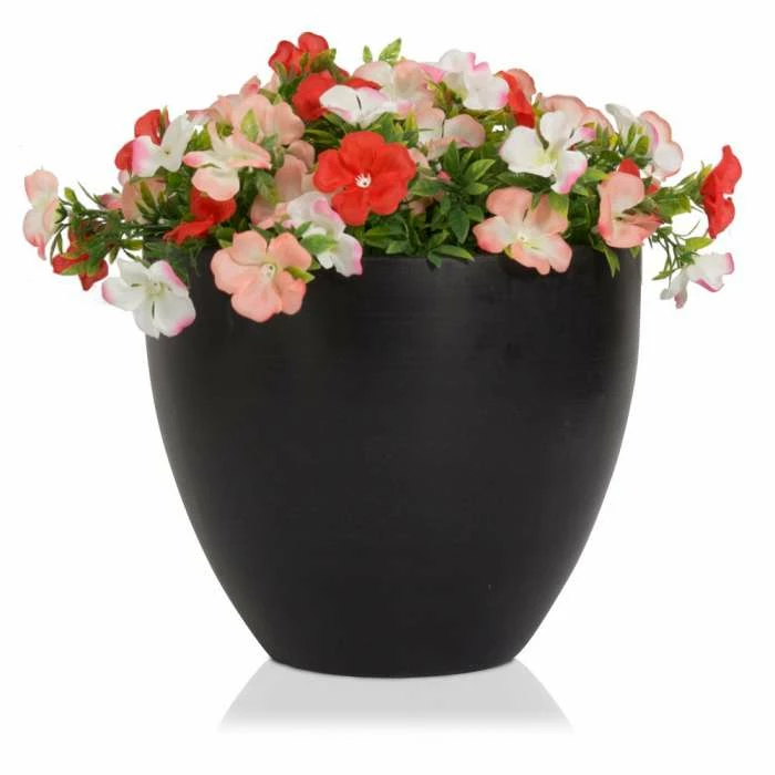 D32cm Light Polystone Large Egg Shape Planter in Black 4 D32cm Light Polystone Large Egg Shape Planter in Black - Image 4