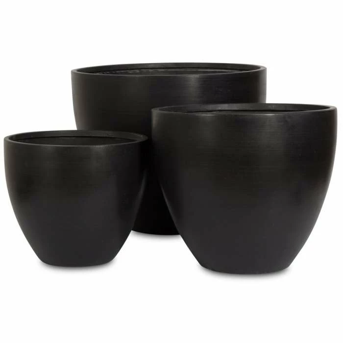 D32cm Light Polystone Large Egg Shape Planter in Black 5 D32cm Light Polystone Large Egg Shape Planter in Black - Image 5