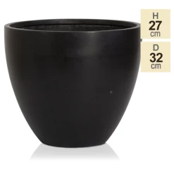 D32cm Light Polystone Large Egg Shape Planter in Black 11 D32cm Light Polystone Large Egg Shape Planter in Black -Cheap PLANTERS Store PP3914 main image dec2