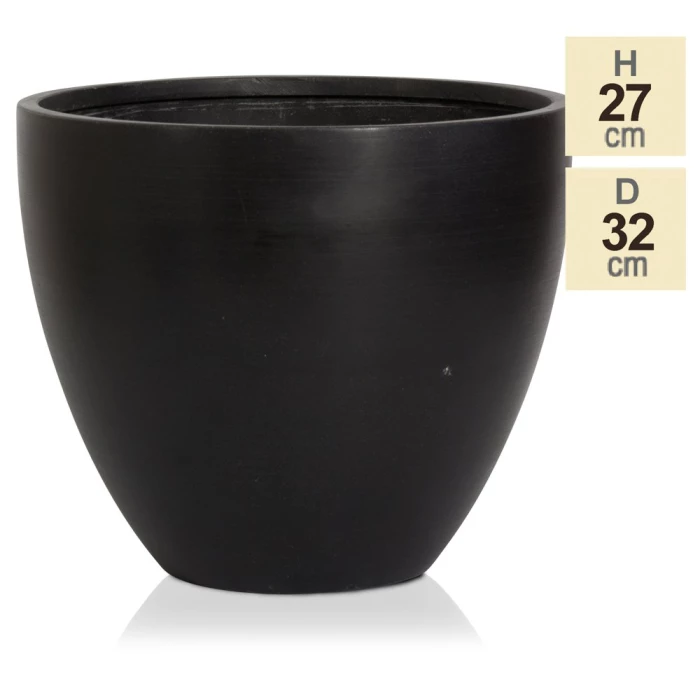 D32cm Light Polystone Large Egg Shape Planter in Black 6 D32cm Light Polystone Large Egg Shape Planter in Black - Image 6