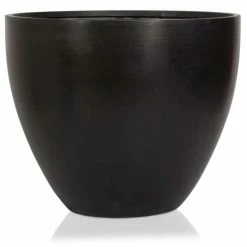 D32cm Light Polystone Large Egg Shape Planter in Black