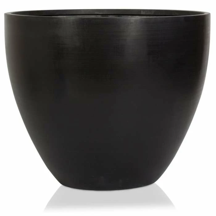D32cm Light Polystone Large Egg Shape Planter in Black 1 D32cm Light Polystone Large Egg Shape Planter in Black