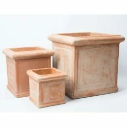 Terracotta Cube Planters - Mixed Set of 3 - H26/37/50cm