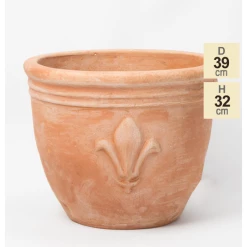 D38.5cm Terracotta Planter With Fleur De Lis -Cheap PLANTERS Store PP3965 main image 2b2a