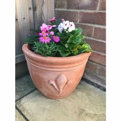 D47cm Terracotta Planter With Fleur De Lis -Cheap PLANTERS Store PP3966 add image 5 8a25
