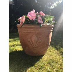 D59cm Terracotta Planter With Fleur De Lis -Cheap PLANTERS Store PP3967 add image 6 6a14