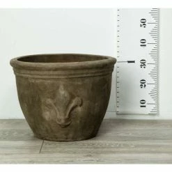 D47cm Stone Terracotta Planter With Fleur De Lis -Cheap PLANTERS Store PP3971 add image 4 9211
