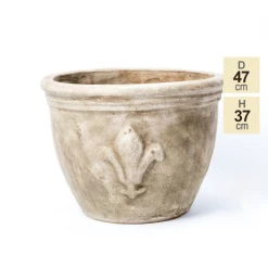 D47cm Stone Terracotta Planter With Fleur De Lis -Cheap PLANTERS Store PP3971 main image 20ed