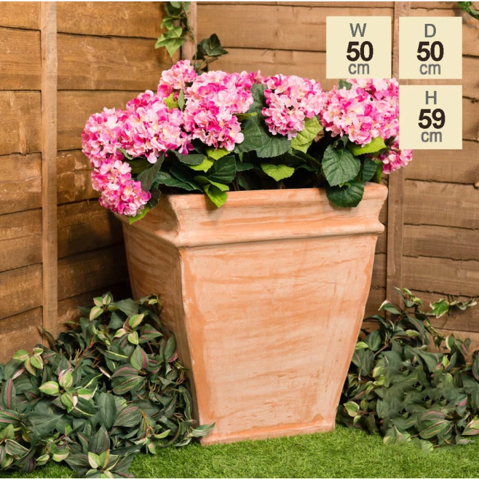 H59cm Terracotta Tapered Cube Planter 8 H59cm Terracotta Tapered Cube Planter - Image 8