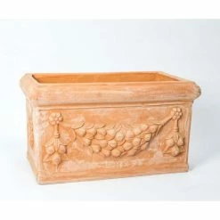 W54cm Small Terracotta Trough With Detail