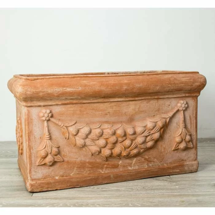 W80cm Large Terracotta Trough With Detail 2 W80cm Large Terracotta Trough With Detail - Image 2