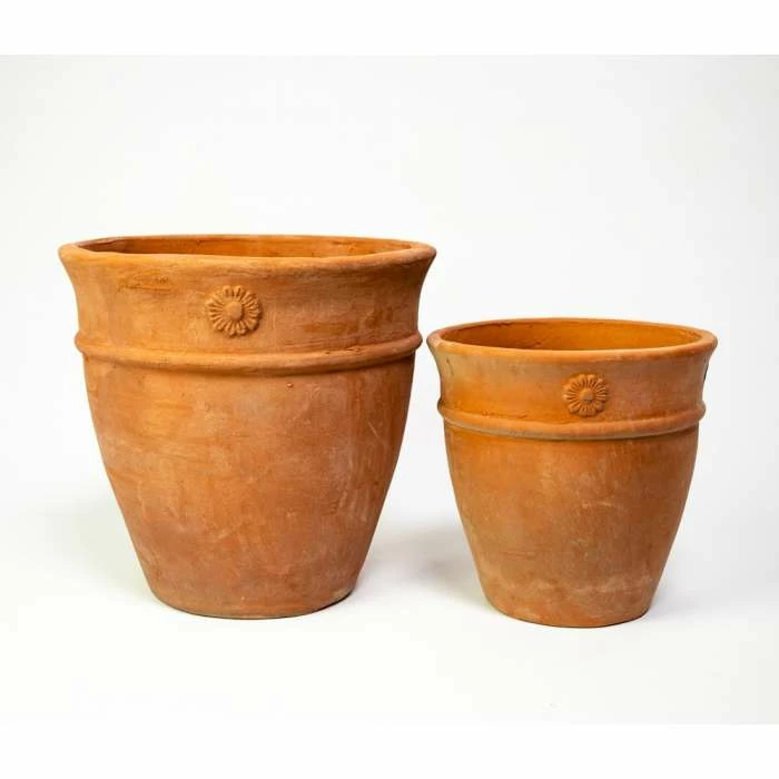 Round Terracotta Planters - Mixed Set of 2 - D27/36cm 1 Round Terracotta Planters - Mixed Set of 2 - D27/36cm