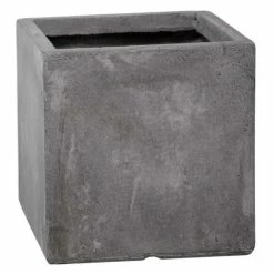 23cm Fibrecotta Small Cement Finish Cube Pot
