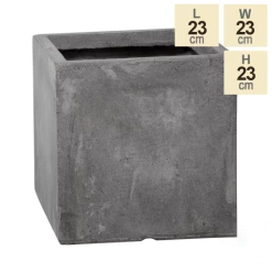 23cm Fibrecotta Small Cement Finish Cube Pot -Cheap PLANTERS Store PP4041S main image ac01