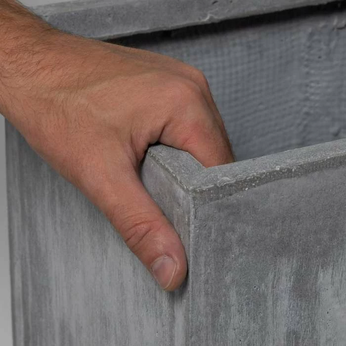 60cm Fibrecotta Cement Finish Tall Cube Planter 2 60cm Fibrecotta Cement Finish Tall Cube Planter - Image 2