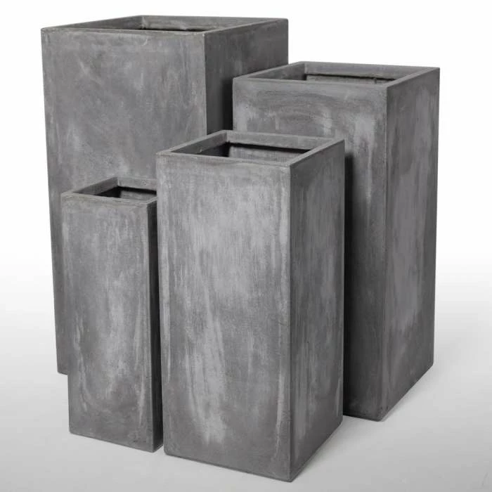 50cm Fibrecotta Cement Finish Tall Cube Planter 6 50cm Fibrecotta Cement Finish Tall Cube Planter - Image 6