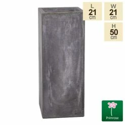 50cm Fibrecotta Cement Finish Tall Cube Planter