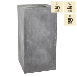 80cm Fibrecotta Cement Finish Tall Cube Planter -Cheap PLANTERS Store PP4042XL main image a858