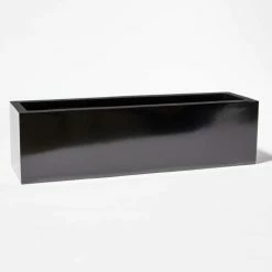 75cm x 20cm Gloss Fibreglass Window Box Planter in Black