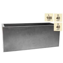 100cm Trough Zinc Silver & Black Textured Dipped Galvanised Planter -Cheap PLANTERS Store PP40757 main image 134a
