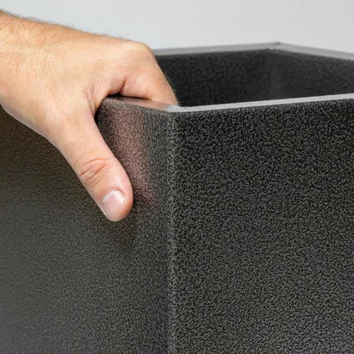 70cm Flared Square Zinc Silver & Black Textured Dipped Galvanised Planter 2 70cm Flared Square Zinc Silver & Black Textured Dipped Galvanised Planter - Image 2