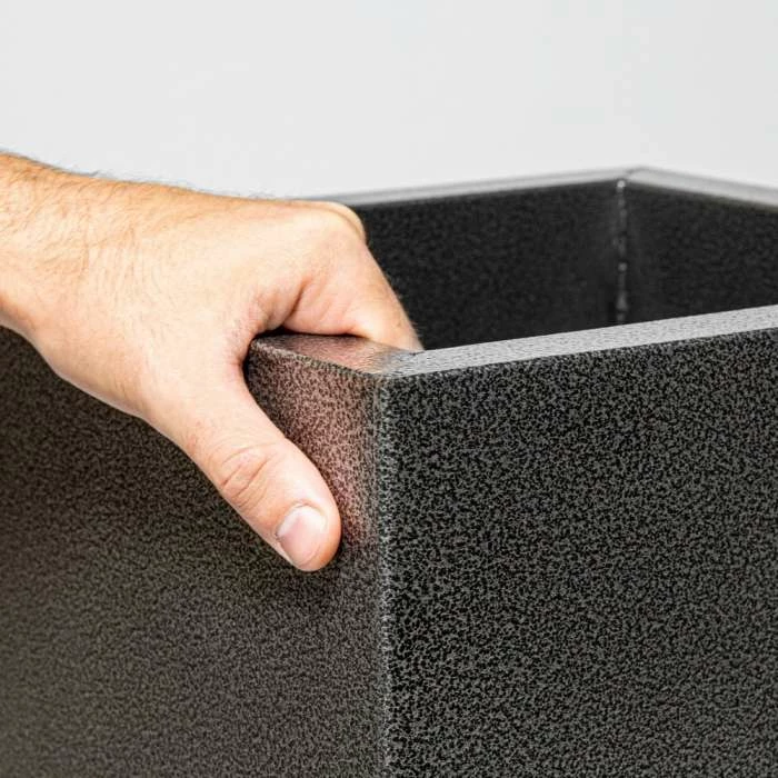 75cm Tall Cube Zinc Silver & Black Textured Dipped Galvanised Planter 2 75cm Tall Cube Zinc Silver & Black Textured Dipped Galvanised Planter - Image 2