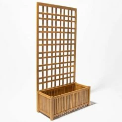 180cm Narrow Trough With Trellis Hardwood Planter