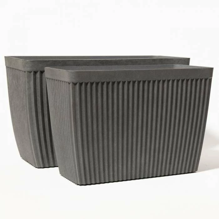 73.5cm Trough Grey Textured Planter 4 73.5cm Trough Grey Textured Planter - Image 4