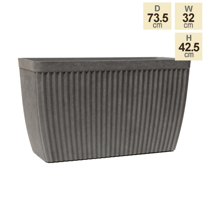 73.5cm Trough Grey Textured Planter 5 73.5cm Trough Grey Textured Planter - Image 5