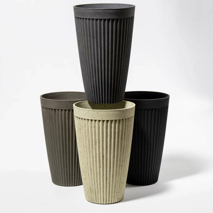 60cm Tall Round Grey Textured Planter 4 60cm Tall Round Grey Textured Planter - Image 4