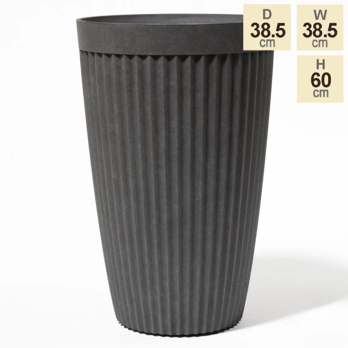 60cm Tall Round Grey Textured Planter 5 60cm Tall Round Grey Textured Planter - Image 5