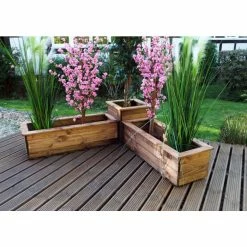 Charles Taylor Three Piece Corner Planter Set Redwood