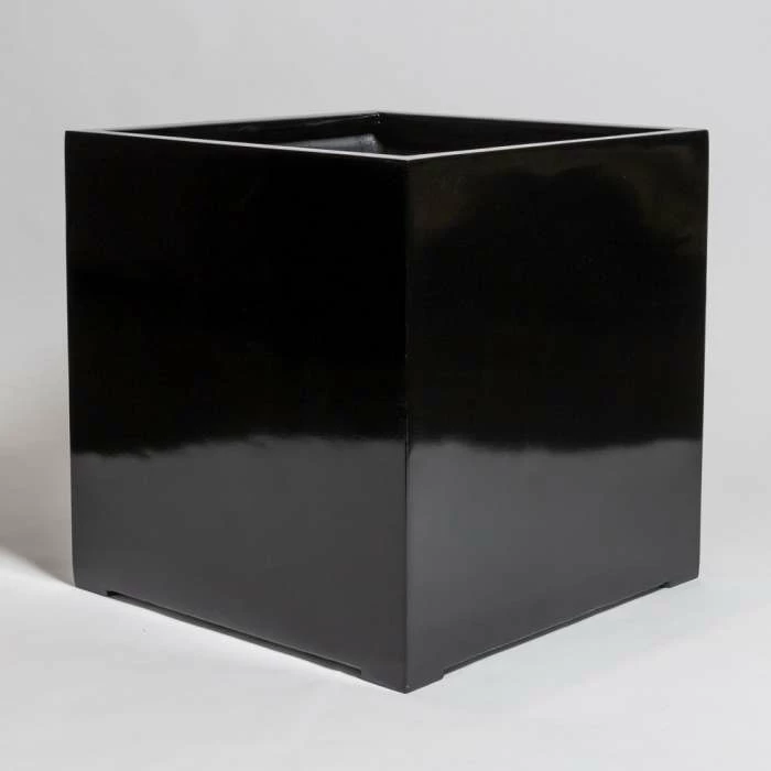 70cm Black Gloss Polystone Cube Planter 3 70cm Black Gloss Polystone Cube Planter - Image 3