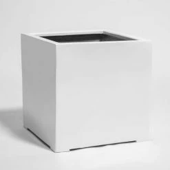 60cm White Gloss Polystone Cube Planter -Cheap PLANTERS Store PP40895 add image 1 fde2