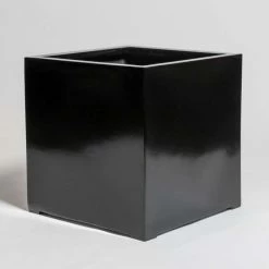 50cm Black Gloss Polystone Cube Planter -Cheap PLANTERS Store PP40901 add image 1 c2e3