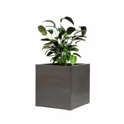 50cm Metallic Grey Polystone Cube Planter -Cheap PLANTERS Store PP40902 add image 1 ad4a