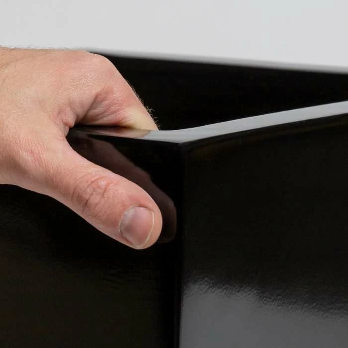 40cm Black Gloss Polystone Cube Planter 2 40cm Black Gloss Polystone Cube Planter - Image 2