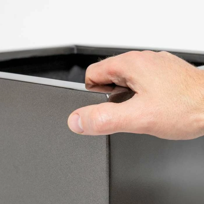 40cm Metallic Grey Polystone Cube Planter 2 40cm Metallic Grey Polystone Cube Planter - Image 2