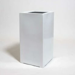 80cm White Gloss Polystone Tall Cubic Planter -Cheap PLANTERS Store PP40910 add image 1 ff85