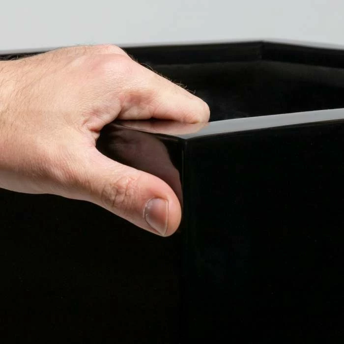 80cm Black Gloss Polystone Tall Cubic Planter 2 80cm Black Gloss Polystone Tall Cubic Planter - Image 2