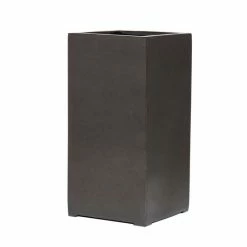 80cm Metallic Grey Polystone Tall Cubic Planter -Cheap PLANTERS Store PP40912 add image 1 9a94
