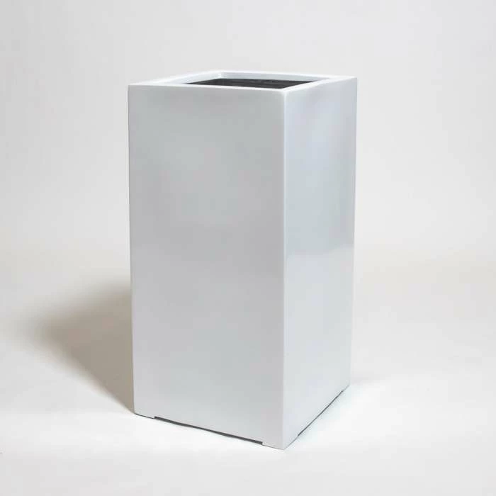 60cm White Gloss Polystone Tall Cubic Planter 3 60cm White Gloss Polystone Tall Cubic Planter - Image 3