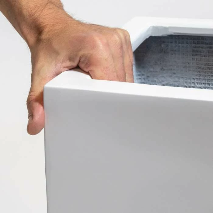 60cm White Gloss Polystone Tall Cubic Planter 2 60cm White Gloss Polystone Tall Cubic Planter - Image 2