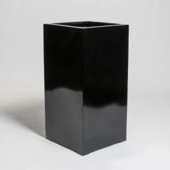 60cm Black Gloss Polystone Tall Cubic Planter -Cheap PLANTERS Store PP40916 add image 1 9479