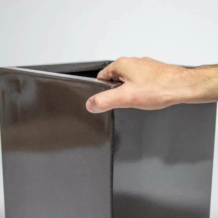 60cm Metallic Grey Polystone Tall Cubic Planter 2 60cm Metallic Grey Polystone Tall Cubic Planter - Image 2