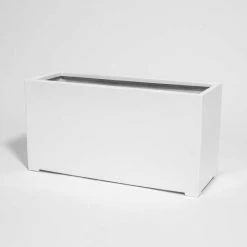 80cm White Gloss Polystone Trough Planter