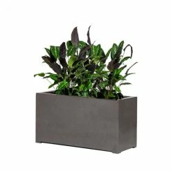 80cm Metallic Grey Polystone Trough Planter
