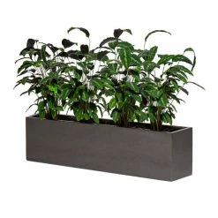 120cm Metallic Grey Polystone Low Trough Planter