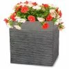 H23cm Small Light Grey Fibrecotta Brick Design Cube Pot - By Primrose™