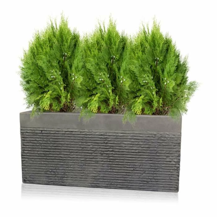 60cm Medium Light Grey Fibrecotta Brick Design Trough Planter - By Primrose™ 4 60cm Medium Light Grey Fibrecotta Brick Design Trough Planter - By Primrose™ - Image 4